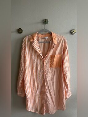 Striped Button-Up sleepwear dress